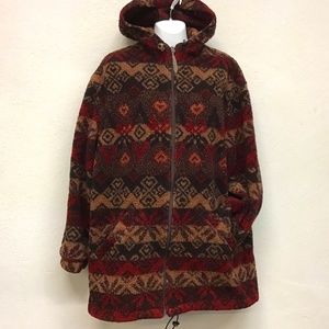 Vintage Woolrich Wool/Fleece Blend Aztec Style Women’s Large Hooded Parka